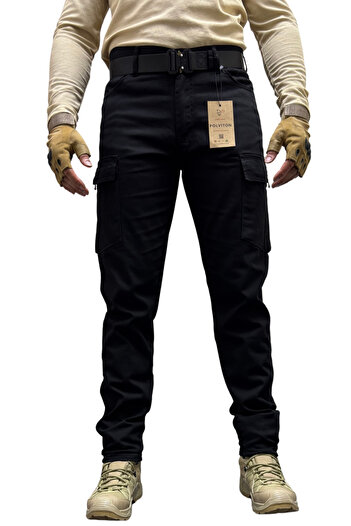 Polviton Men's Cargo Pants Tactical Combat Side Pockets