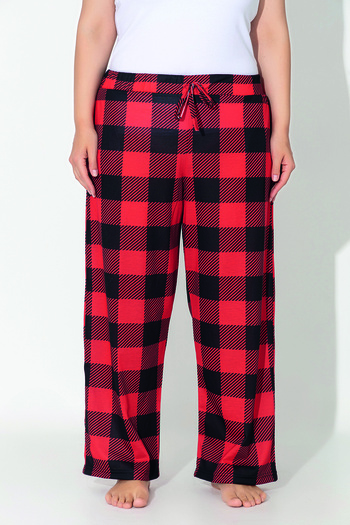 ModaLeaf Women's Plus Size Red Color Plaid Pattern Loose Bottom Home Wear