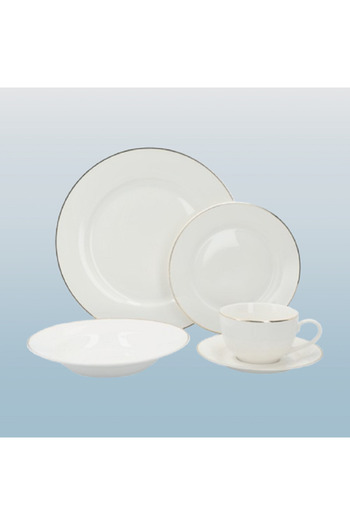 Bien Servi 20-Piece Gold Rim Dinner Set White and Gold