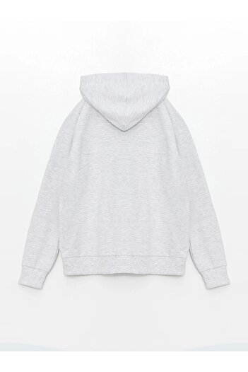 LC Waikiki Lcw Kids Gray Hooded Basic Long Sleeve Girl's Zippered Sweatshirt