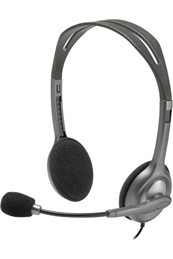 logitech H111 Wired Headset, Stereo Headphones With Noise Cancelling Microphone, 3.5 mm Audio Jack,