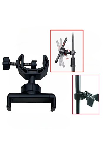 Choice Phone/Mic Stand Universal C-Clip Design 360° Rotating Phone Holder for Boom Arms, Microphone Stands