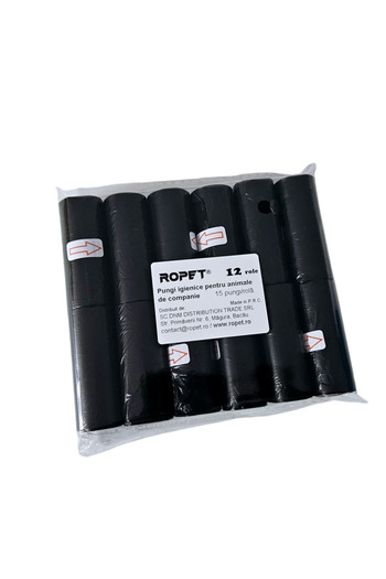 Ropet Dog Toilet Bags, 180 Pieces, 23 x 32 cm, Black