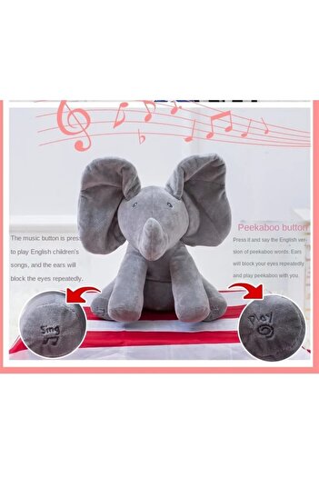 K KATHODE Jucarie De Plus, Elefant Cucu Bau, Canta Si Isi Misca Urechile, Gri K Kathode