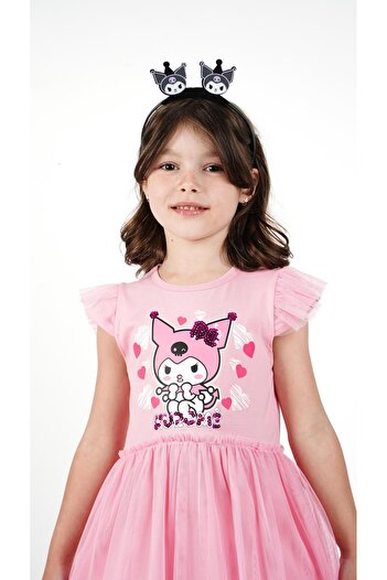 Buse&Eylül Bebe Φόρεμα για κορίτσια με κοντό μανίκι Kuromi Pink Tulle