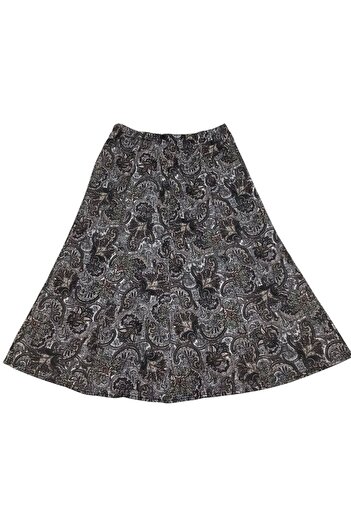 ECE GİYİM Women's Waist Elastic Shawl Patterned Large Size Fish Skirt