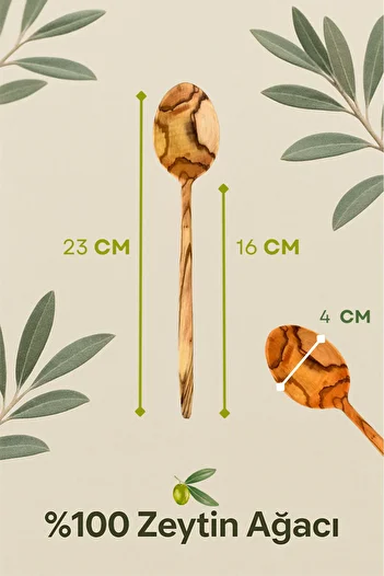 Ülgenev 1 Piece 100% Natural Olive Tree Spoon – 23 cm Handmade, Suitable for Sauce and Salad, Does Not Scratch