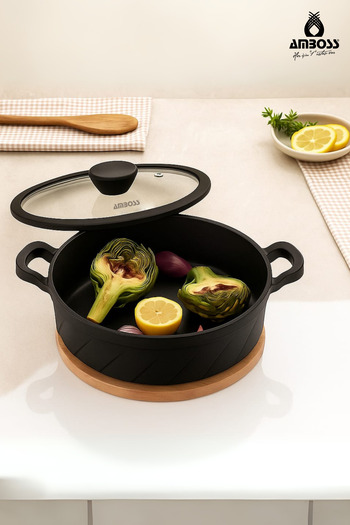Amboss Vento Casting Titanium Coated Oblate Pot with Glass Lid 26X7 cm