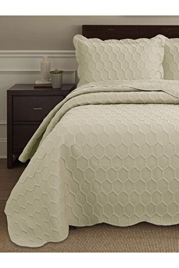 Bella Home Honey Comb 3D Double Bedspread Set (3 Pieces) - 260X240 cm