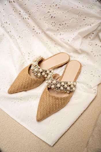 LamintaGlobal Rosi̇e Wicket Tie Detail Stone Women's Slippers