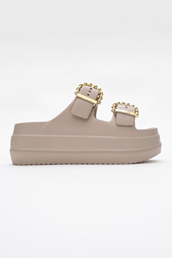 CCWAY AYAKKABI Women's Strappy Buckle Slippers Capicino