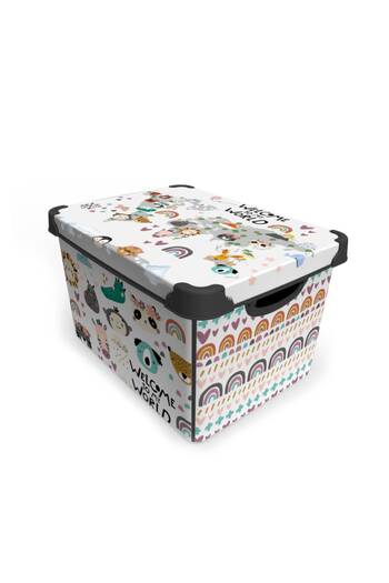 teknotrust Box for Toys with Colorful Animal Figures, 22 Lt, Regular Storage Solution