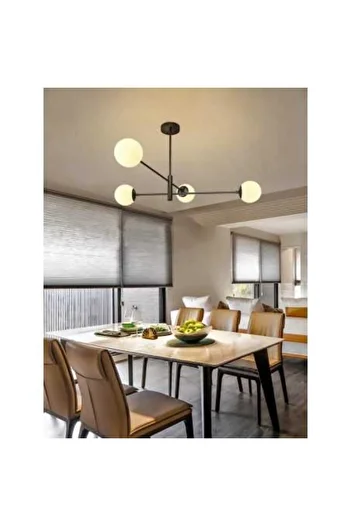 Jiju Candelabru modern cu glob alb E27x4
