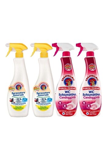 chante clair Chanteclair 2x Universal Degreaser Spray 600ml Lemon & 2x WC Foam 625ml Chlorine