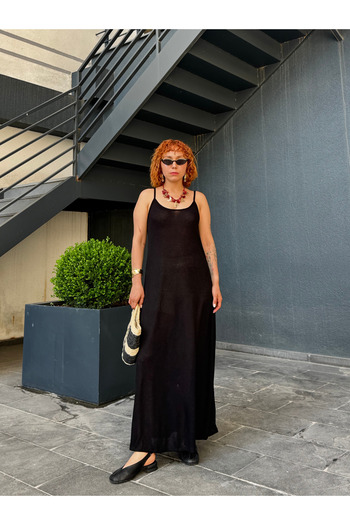 Bak'ap Premium Semi-Transparent Beach Summer Black Long Dress