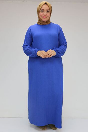 Eslina 32025 Plus Size Wrap Sleeve Elastic Dress - Saks