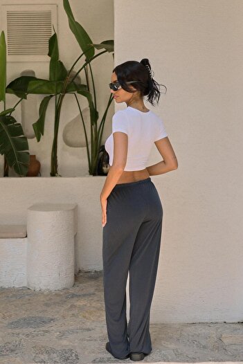 South Coast Anthracite Thin Belted Modal Trousers