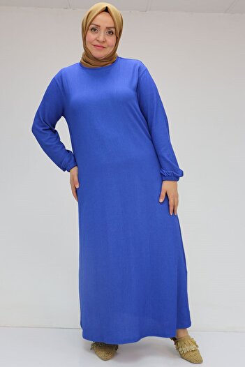 Eslina 32025 Plus Size Wrap Sleeve Elastic Dress - Saks