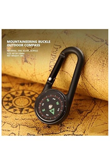 dalimag Compass Keychain with Carabiner, Plastic, 7 cm, Black