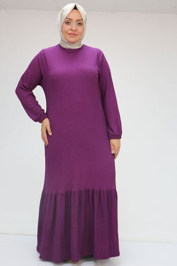 Eslina 32024 Plus Size Ruffled Wrap Dress - Plum