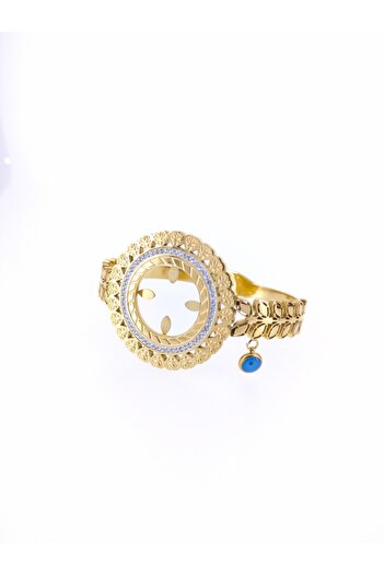 elisitakistory Steel Handcuff for Half Gold Wear 100% Stainless Steel Bracelet