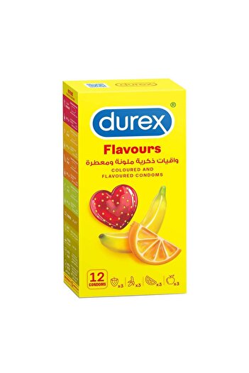 Durex Coloured And Flavoured Condoms For Men Strawberry, Banana, Orange Apple 12 Pieces
