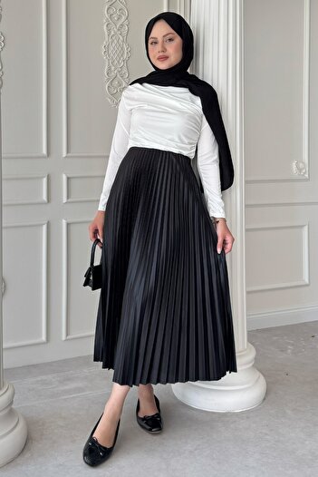 InStyle Πλισέ μαύρη φούστα