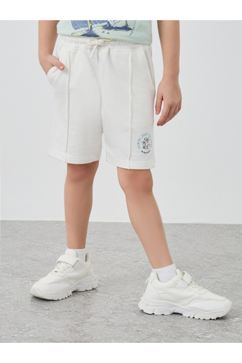 Styli Printed Drawstring Shorts with Pintuck Detail