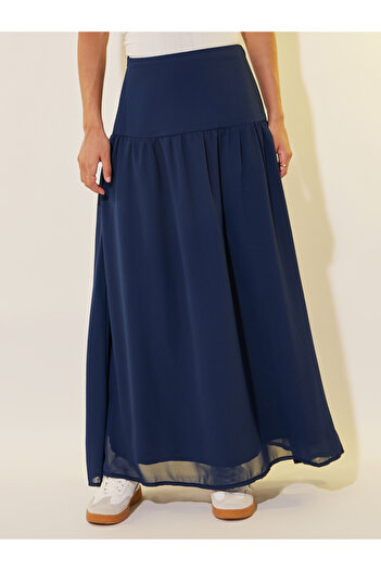 Styli Solid Gathered Detail A-Line Maxi Skirt