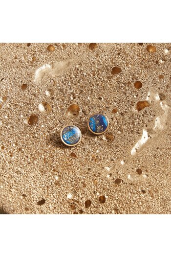 NARRU Cercei NARRU lucrati manual, rotunzi, 1.2 mm, albastru, bleumarin si auriu, Koralia