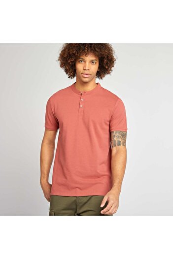 KIABI PiquÃ© polo shirt with mandarin collar RED