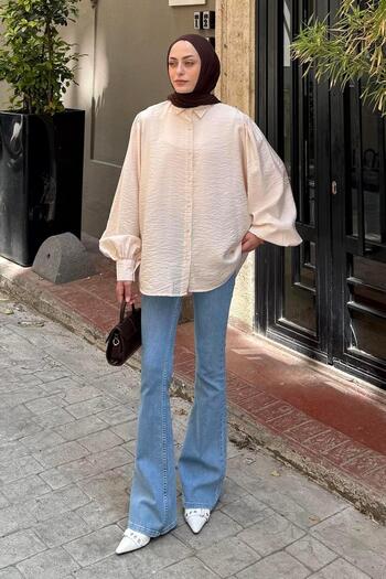 lamelif Balloon Sleeve Shirt Stone