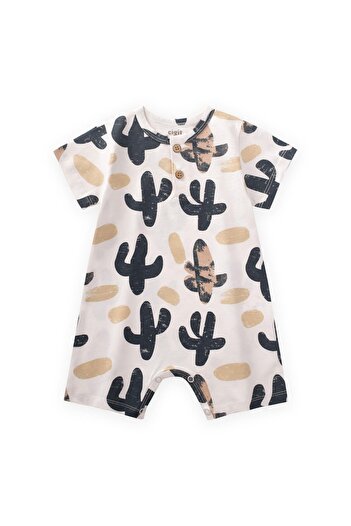 Cigit Patterned Jumpsuit 0-4 Years Off White