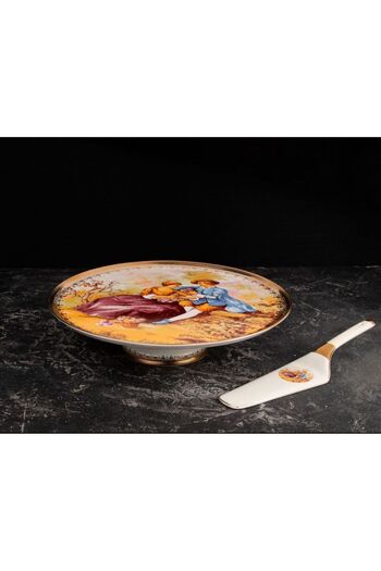 TOHFAT-AL MAIDAH Luxury Gold Romeo and Juliet Cake Plate + Scoop