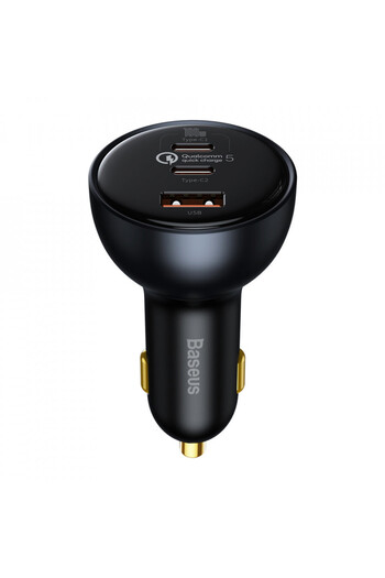 Baseus Încărcător auto 2xTip-C, USB, cablu Tip-C, (TZCCZM-0G) - Negru