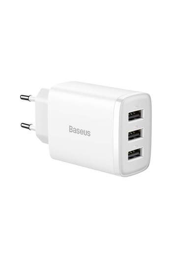 Baseus 3xUSB Wall Charger, 17W, - White
