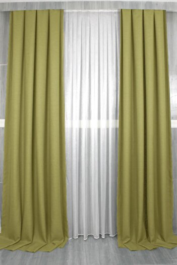 MebelPort Curtain Linen Foundation Rustic and Cornice Suitable Straight Planting