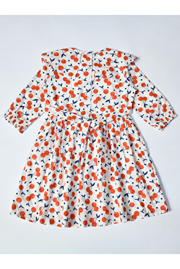 Bella Moda By Styli All-Over Cherry Print Ruffle Trim Cotton Dress