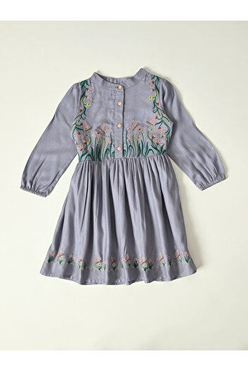 Bella Moda By Styli Floral Embroidered Knee Length Dress