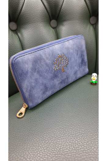 ŞIK VE MUTLU Horizontal Suede Women's Wallet with Zipper