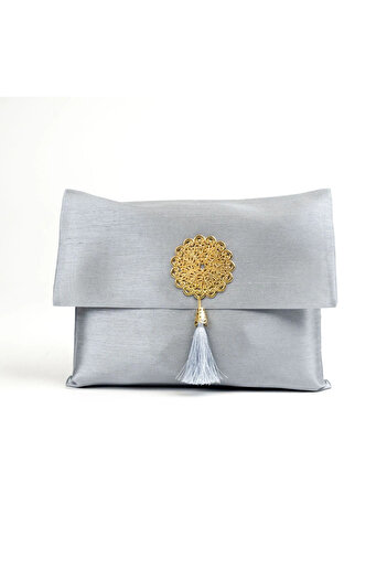 Hayrat Neşriyat Prayer Rug + Prayer Beads Gift Set (Shantuk Pouch, Gray)