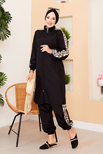 EBRUTESETTÜR Leopard Garnished Hijab Swimsuit