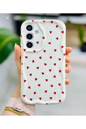 ZB Aksesuarda Moda SAMSUNG GALAXY A25 UYUMLU KIRMIZI KALPLER BASKILI DESENLİ KILIF