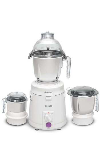 Sujala SUJATA Dynamix, Indian Mixer Grinder, 900 Watts, 3 Jars (White)