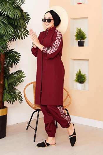 EBRUTESETTÜR Leopard Garnished Hijab Swimsuit