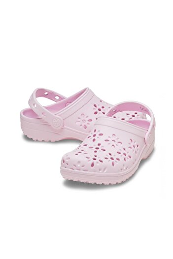 Crocs Classic Floral Cut Out Clog K Çocuk Terlik - Pembe