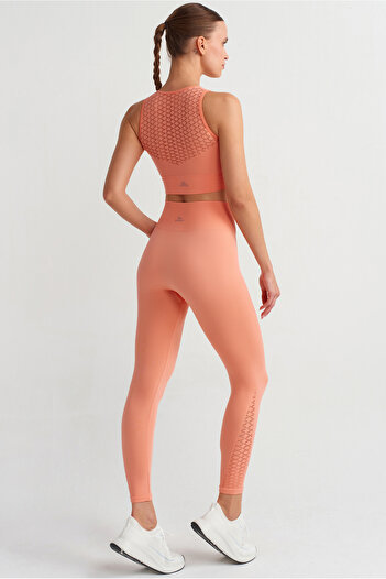 COMEUP Mesh Sports Leggings Coral