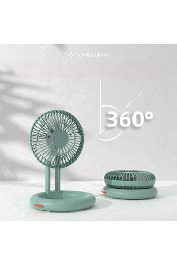 OEM Table fan, desk, foldable, USB charging, low consumption, portable, 1800mAh battery, green