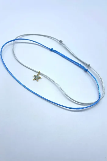 Concept HuBuTU 2 Pieces Zircon Star Figured Blue Gray Silk Floss Thread Summer Anklet Set
