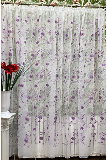 Liz Line Embroidered linen curtain, with rejansa, various sizes and colors, from the "Inna cu flori" collection by Liz Line